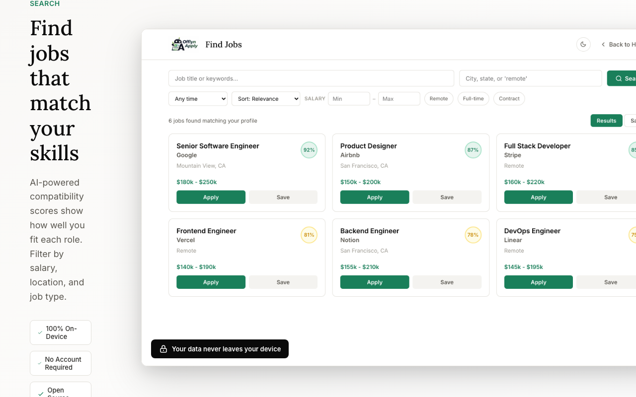 Find jobs that match your skills